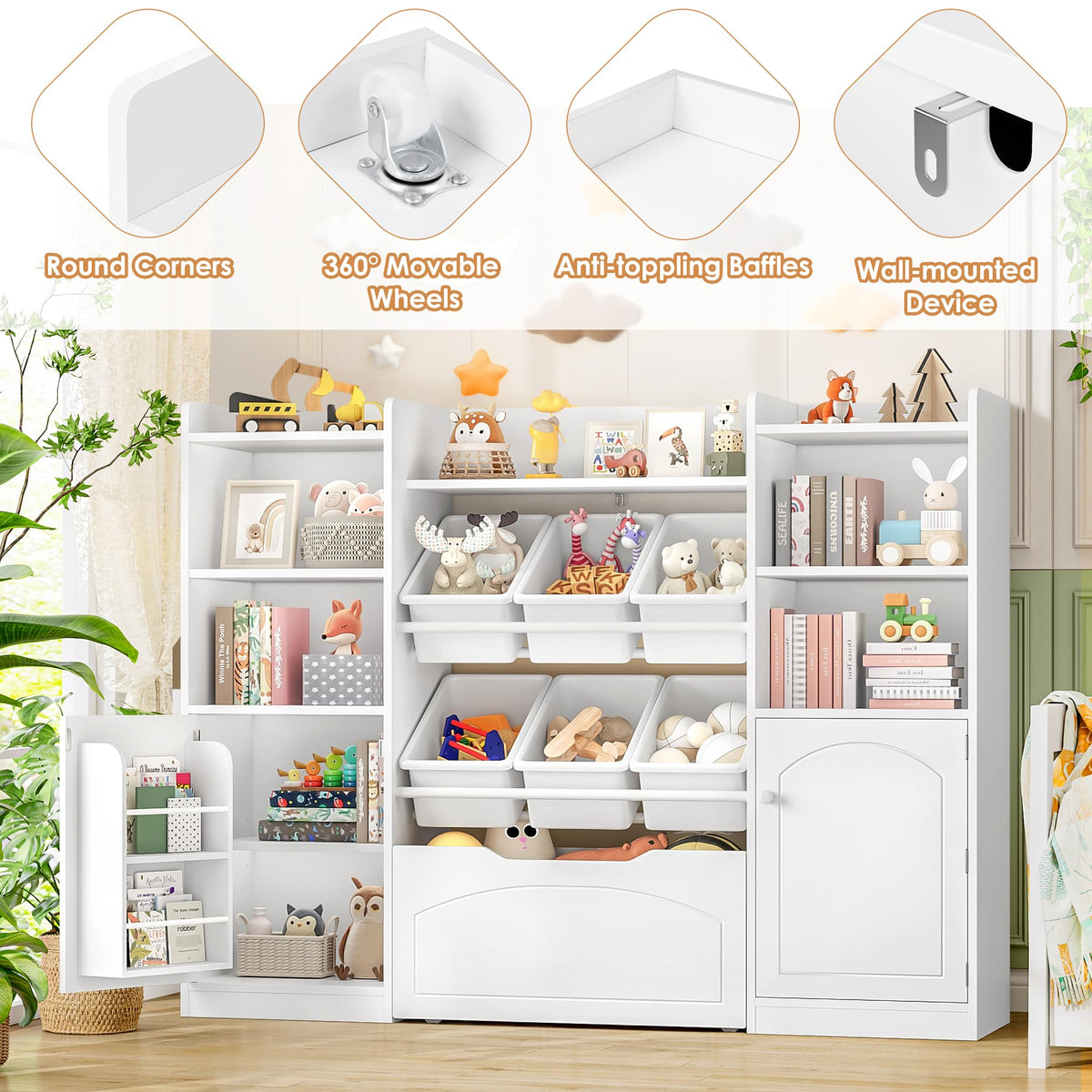 FINETONES Toy Storage Organizer with Movable Drawer Toy Organizer for Kids
