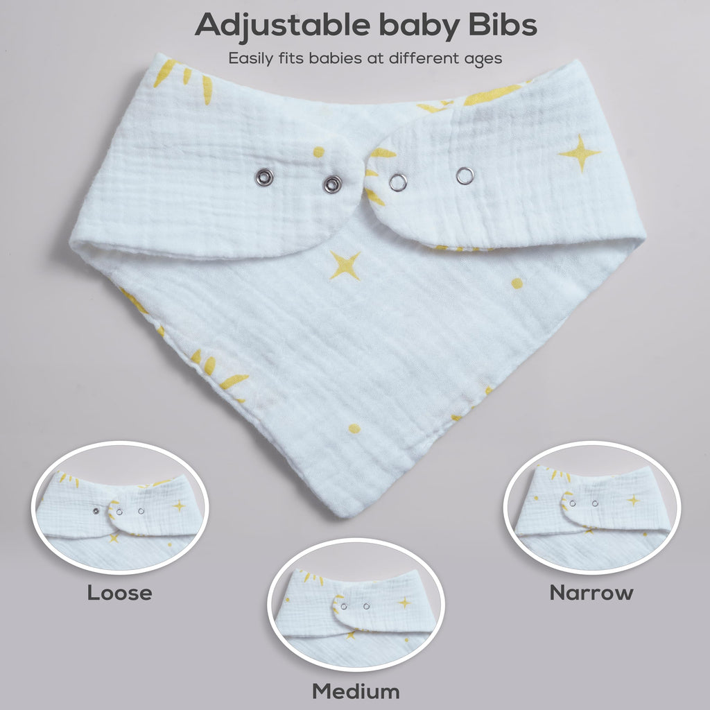 LILY O LAUREL Muslin baby bandana bibs for drooling and teething, 100% cotton, Baby bib for boys and girls, Muslin Bibs – Pack of 8