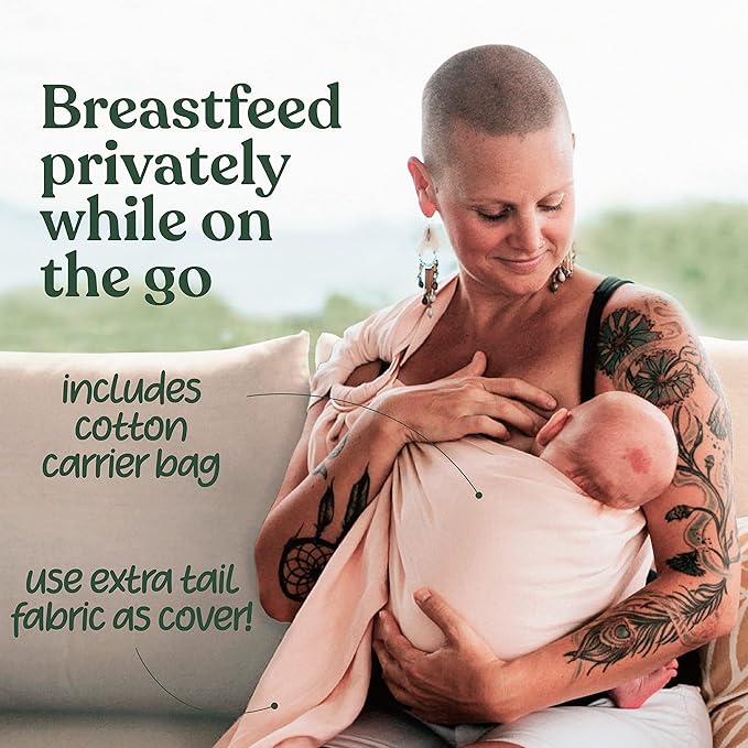 Nalakai Luxury Ring Sling Baby Carrier, Soft Linen Blend Baby Sling, Baby Wrap, Wear Your Little One Close to Your Heart, Longer Length