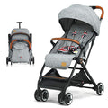 BABY JOY Lightweight Baby Stroller, Compact Toddler Travel Stroller for Airplane with 5-Point Harness, Adjustable Backrest/Footrest/Canopy, Storage Basket, Easy One-Hand Fold, Gray