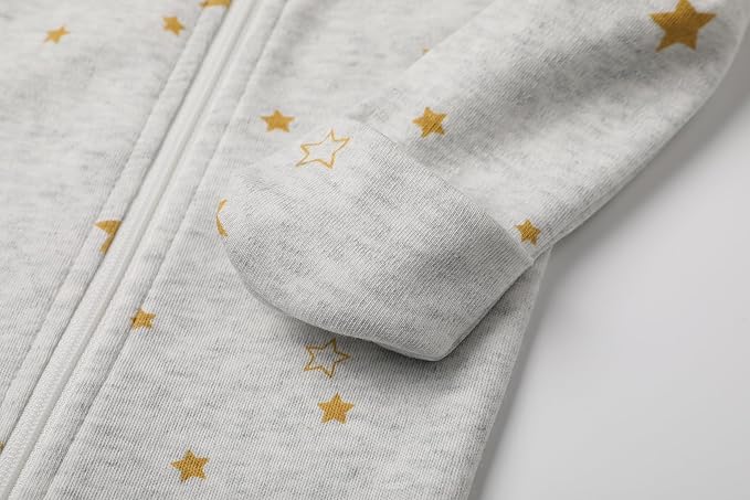 O2 BABY Baby Boys Girls Organic Cotton Zip-Front Sleeper Pajamas, Footed Sleep 'n Play