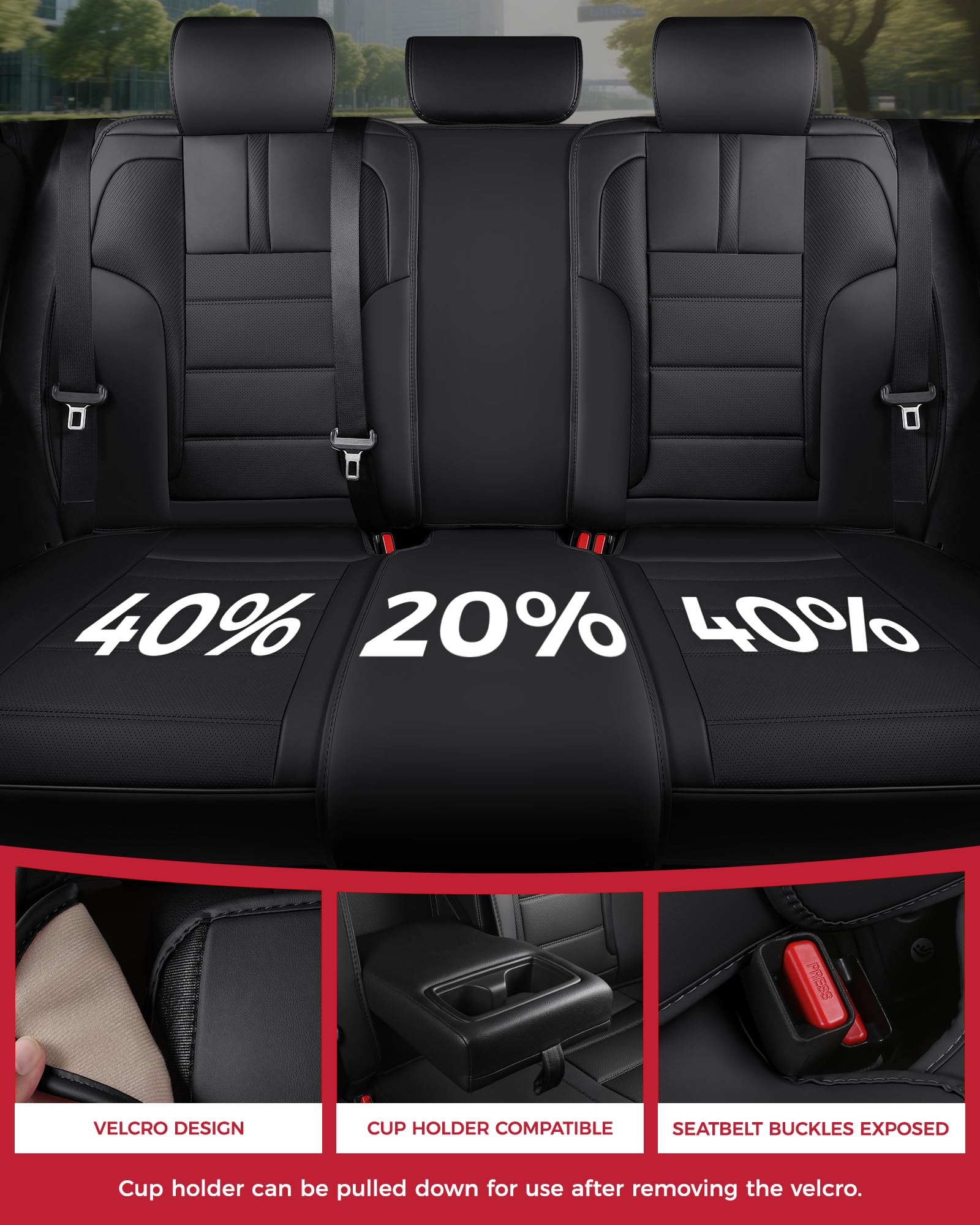FREESOO Seat Covers Full Set for Cars Trucks SUV, Black