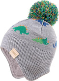 Beanie Knit Hats for Toddlers with Earflap Fleece Lined Hat Kids Warm Winter Hat Scarf Set Children's Thick Ski Cap