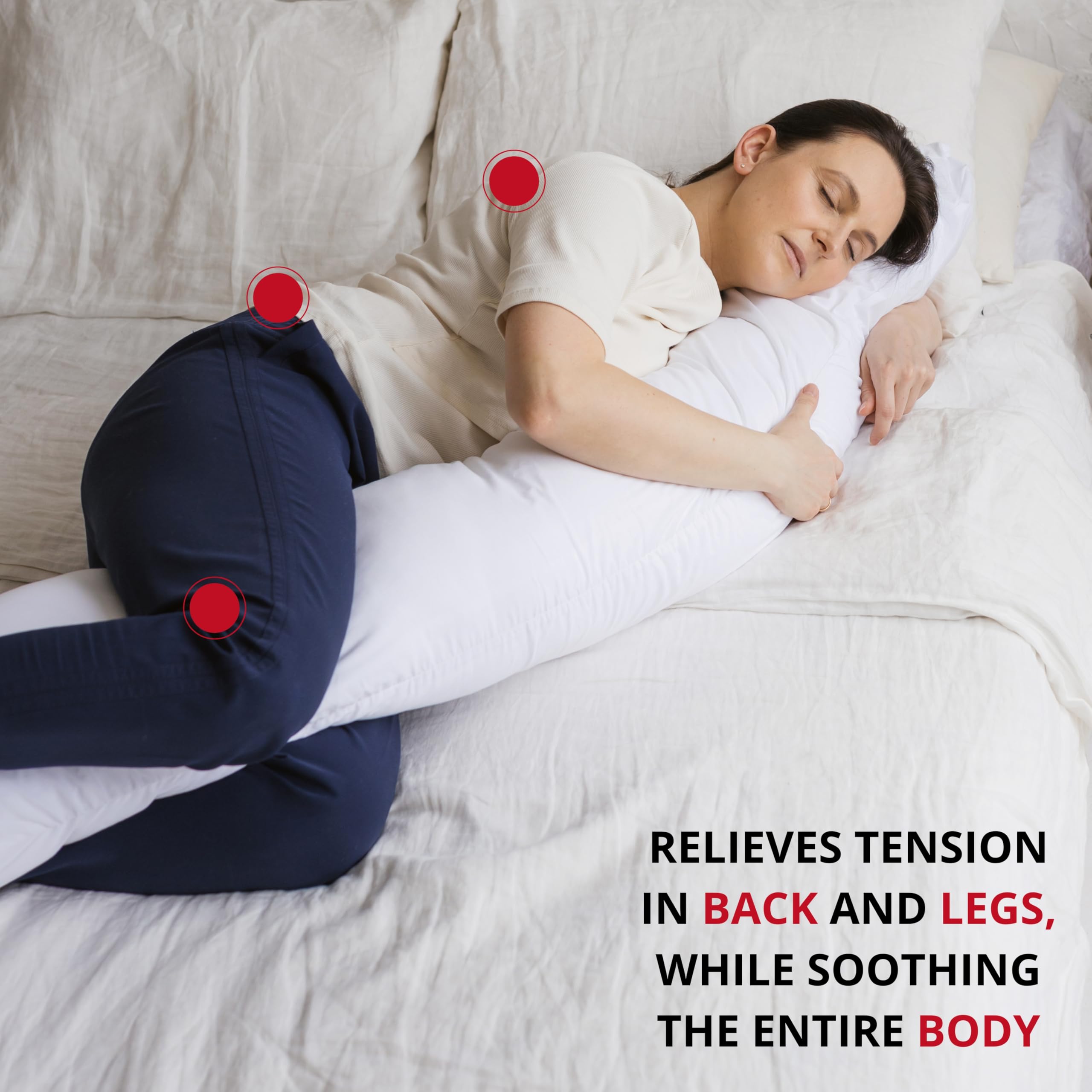 MINICAMP Full Body Pregnancy Pillow for Sleeping – Full Body Maternity Support Pillow for Back, Belly, Hips & Legs – Ergonomic Side Sleeper Pillow with Removable Washable Cover - Made in EU