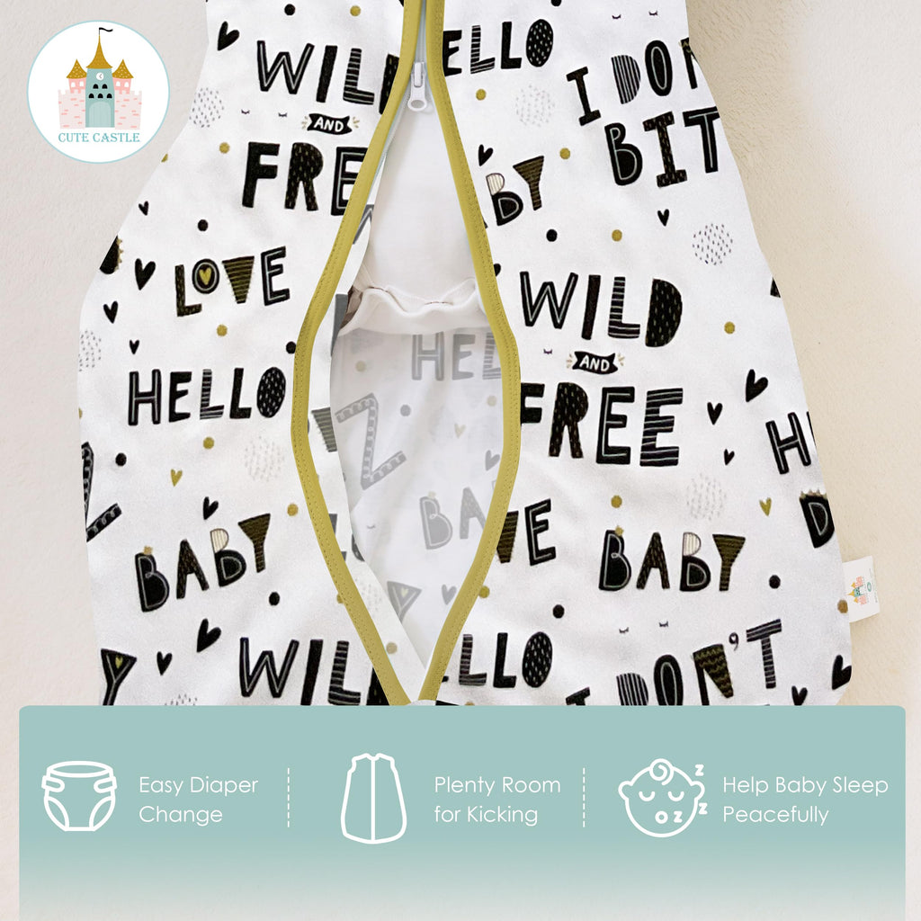Cute Castle Baby Sleep Sack 18-24 Months - Lightweight 100% Cotton 2-Way Zipper TOG 0.5 Infant Wearable Blanket, Newborn Essentials Toddler Sleep Clothes, 3 Pack(Honey, Dinosaurs, Letters)