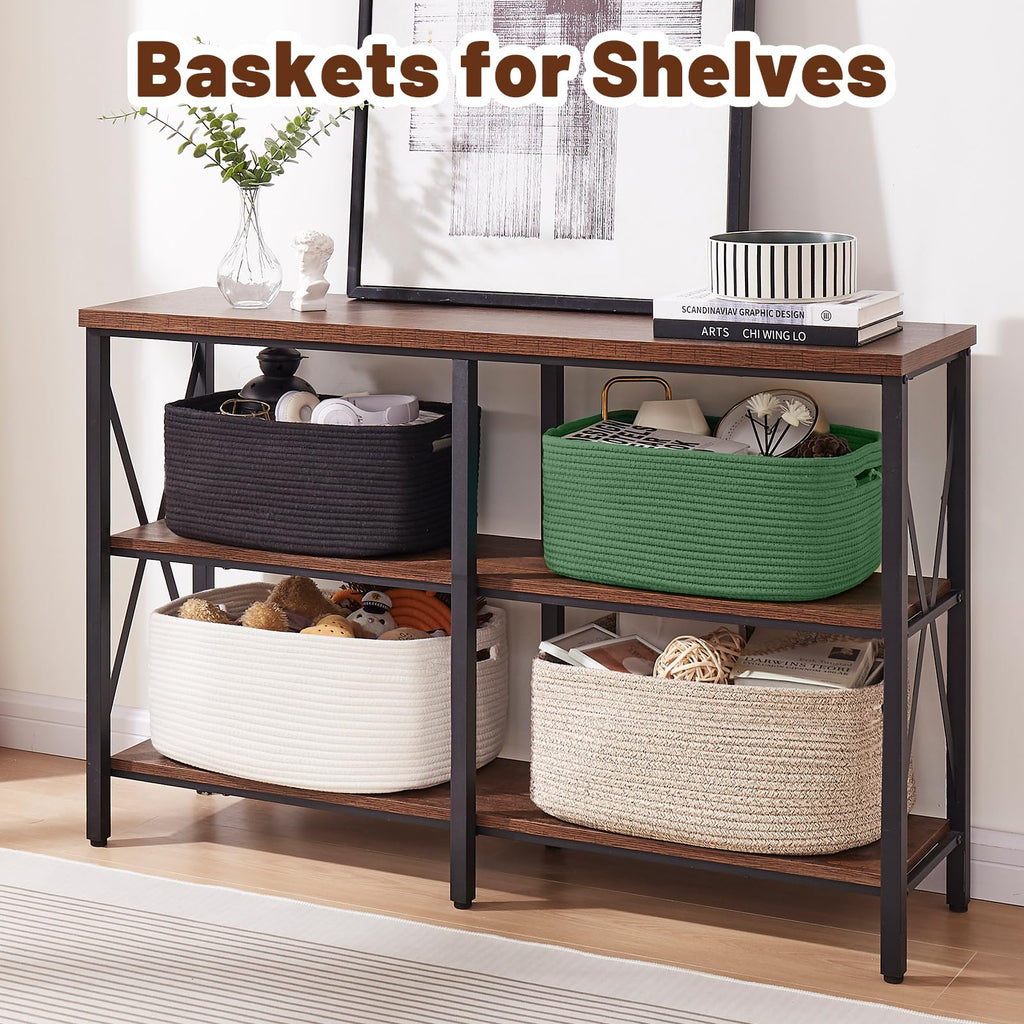 OIAHOMY Storage Basket for Shelves, Closet Cube Storage Bins Baskets for Clothes Blanket Towels, Baby Nursery, Toy Baskets Box, Woven Rope Basket, 15.75 * 11.81 * 7.09 IN, 2 Packs Black