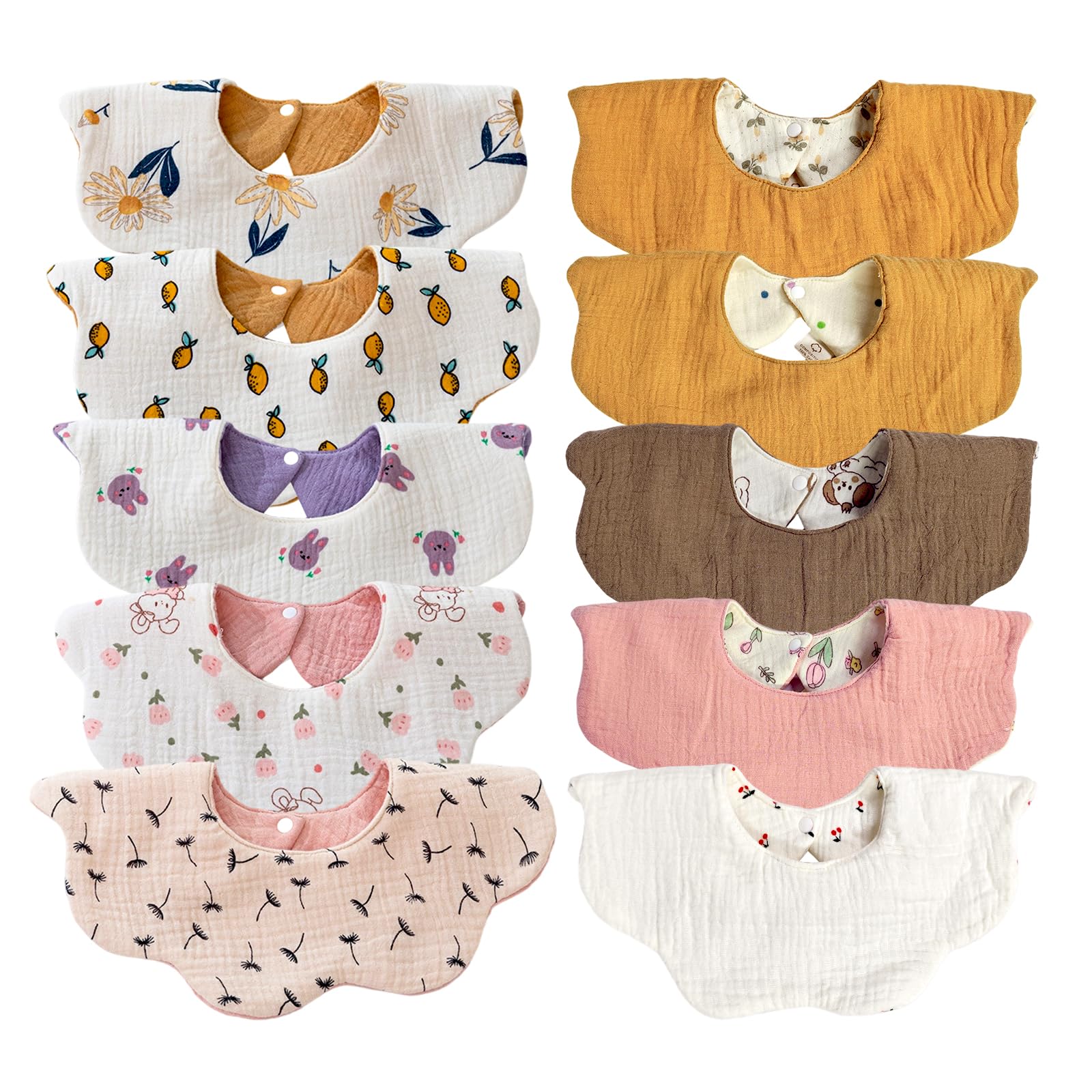Baby Bibs for Girls Boys Muslin Organic Cotton Drooling Teething Bibs