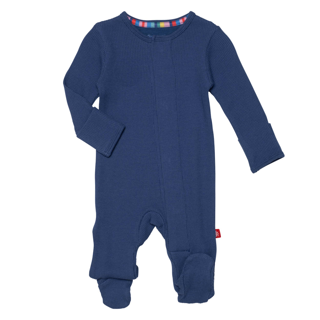 Magnetic Me Boys Modal Magnetic Baby Footie Pajamas | Silky Soft Modal Fabric | Symphony Blue | 9-12 Months