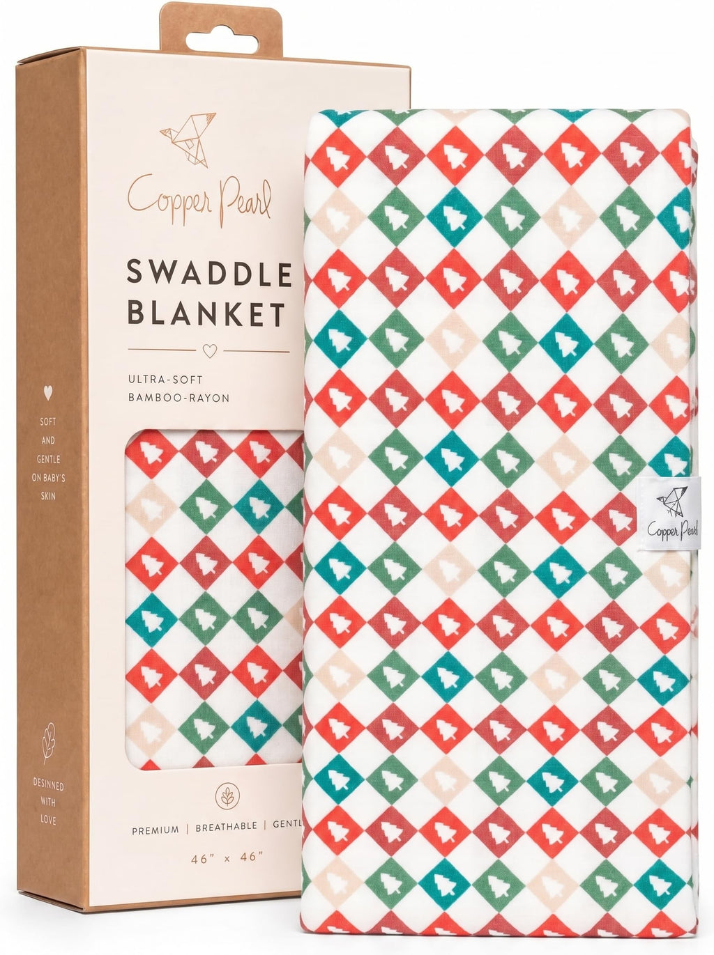 Copper Pearl Swaddle Blankets for Newborns | Soft Stretchy Receiving Blankets for Boys and Girls | Large 46 x 46 Inch Baby Blankets | Lightweight and Breathable Swaddles | Fraser
