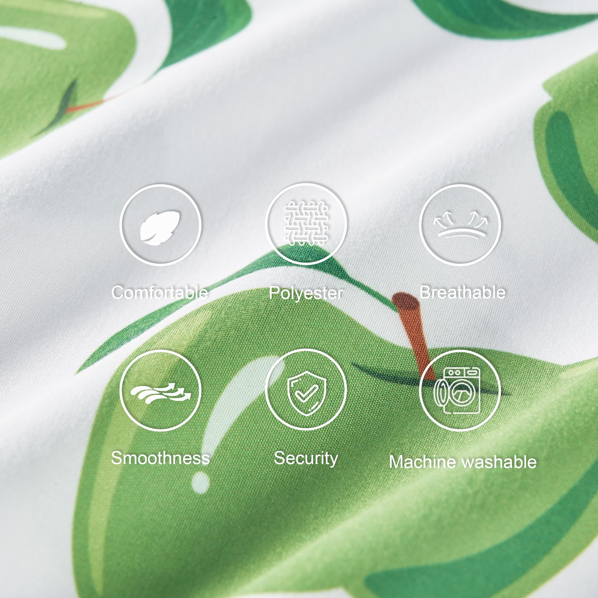 TILLYOU Toddler Pillowcases 13 x 18 Travel Pillow Case 2 Pack, Kids Pillowcases Machine Washable with Envelope Closure, Green Apple & Fruit Green