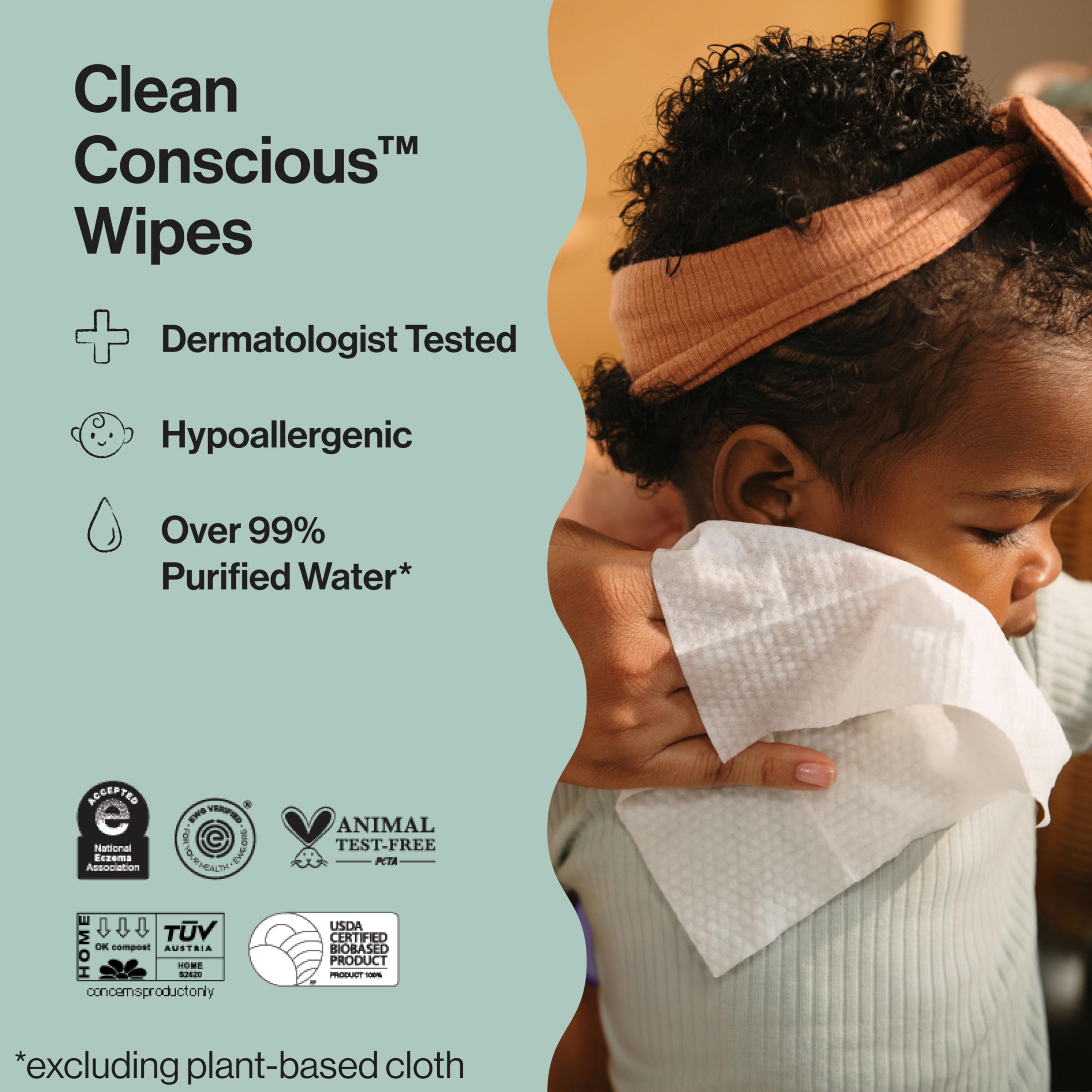 The Honest Company Hypoallergenic Multi-Use Baby Wipes for Sensitive Skin, Geo Mood, 60 Count