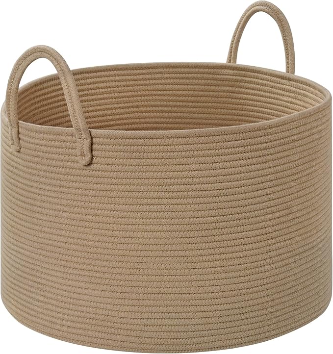 67L Storage Basket for Organizing, 20"×13" Large Laundry Baskets, Cotton Rope Woven Blanket Basket, Toy Storage for Kids, Collapsible Blankets Storage for Living Room, Nursery Room