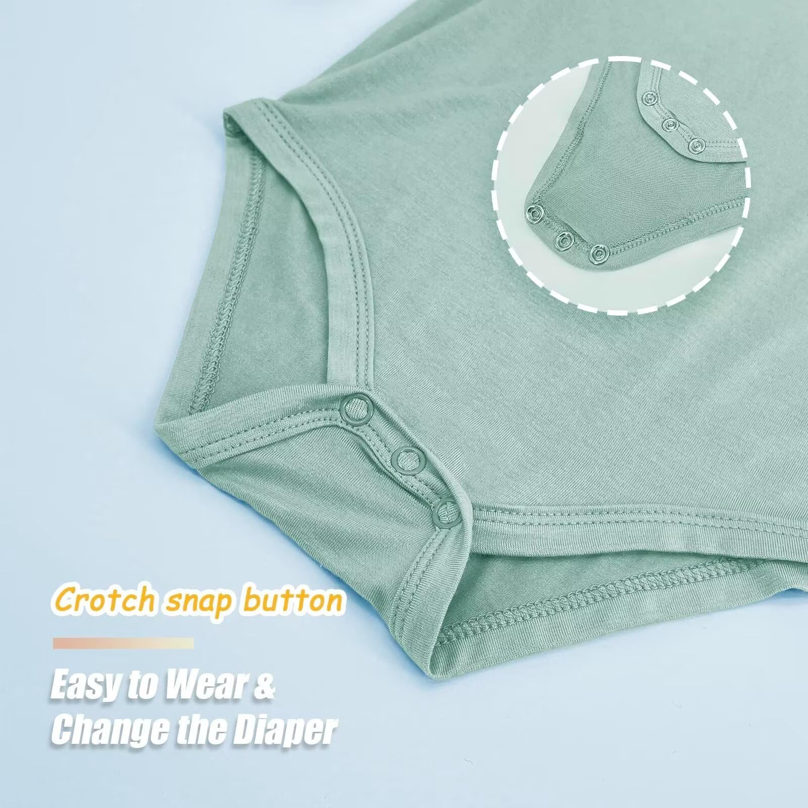Jimonda Baby Rompers | Soft Summer Long-Sleeve Bodysuit for Newborns 0-24M | Breathable Infant Onesie with Snap Buttonsslate&sage