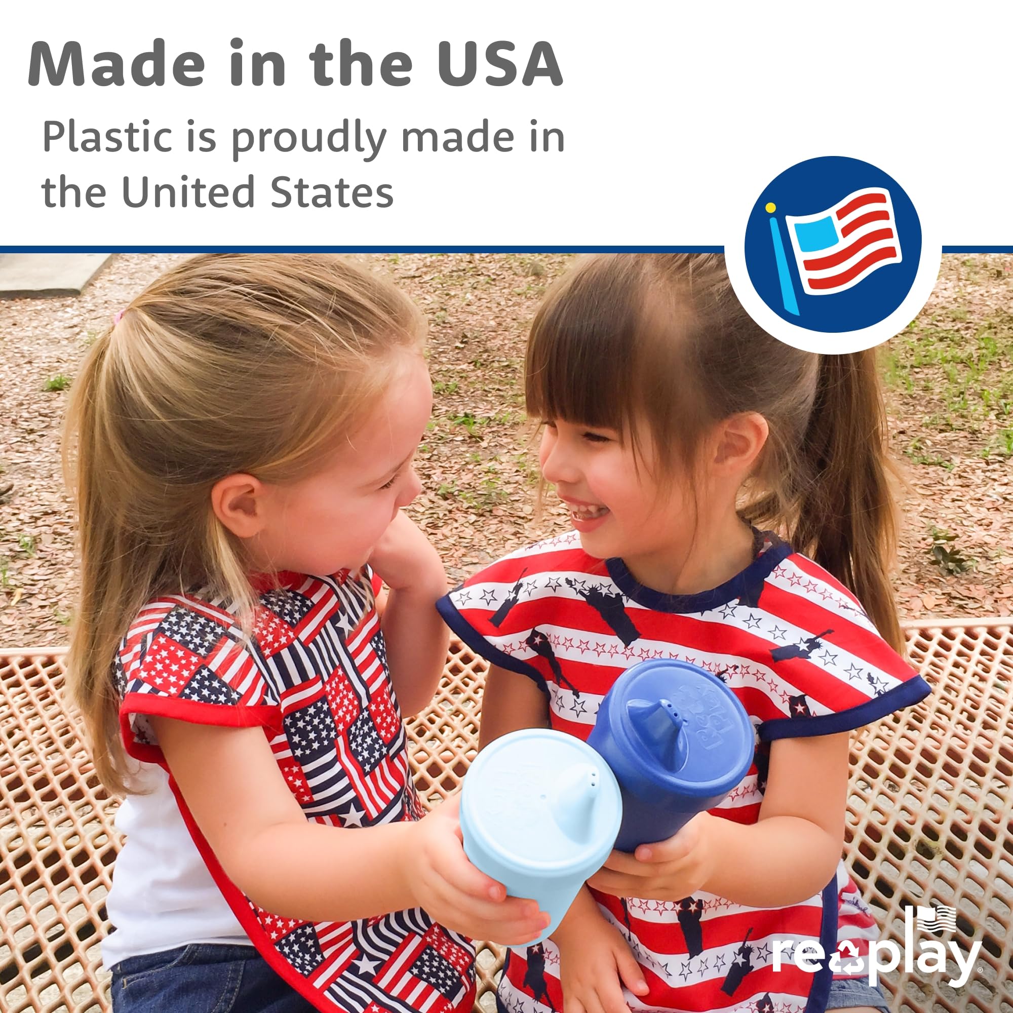 Re-Play Spill-Proof Sippy Cups for Toddlers - Kids Reusable 10 Oz Set of 4, Dishwasher & Microwave Safe, Made in USA, Tulip