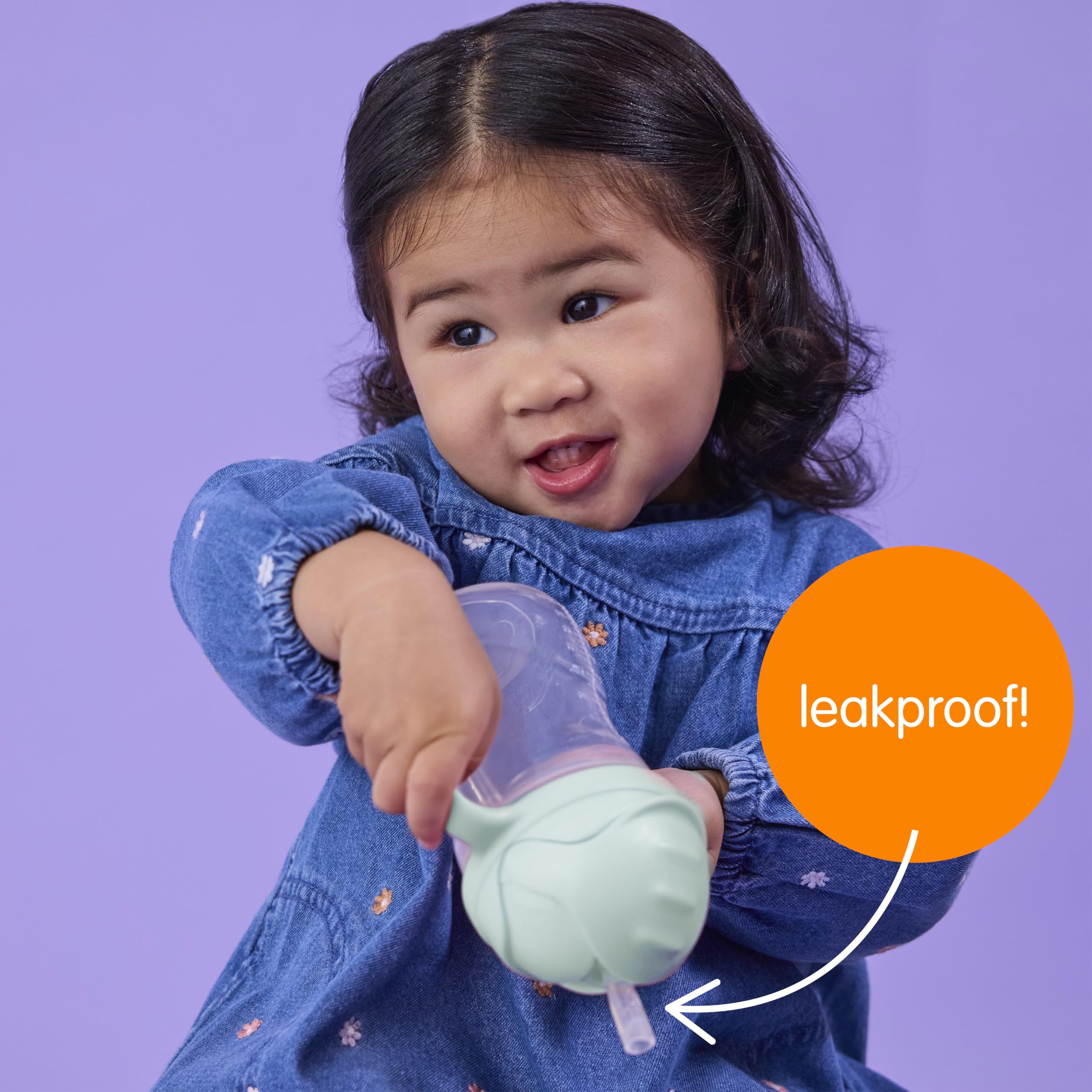 b.box Sippy Cup with Weighted Straw, Toddler Straw Cup, Spill Proof, 8oz