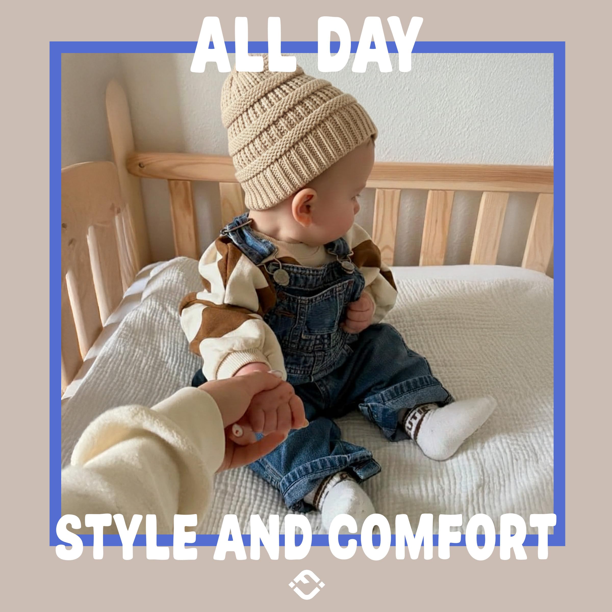 Funky Junque Baby Winter Hat – Cute Newborn Beanie, Infant Girl Hats 0–12 Months, Soft Knit Baby Beanies for Boys & Girls, Cozy Warm Stocking Stuffer Gift: Beige