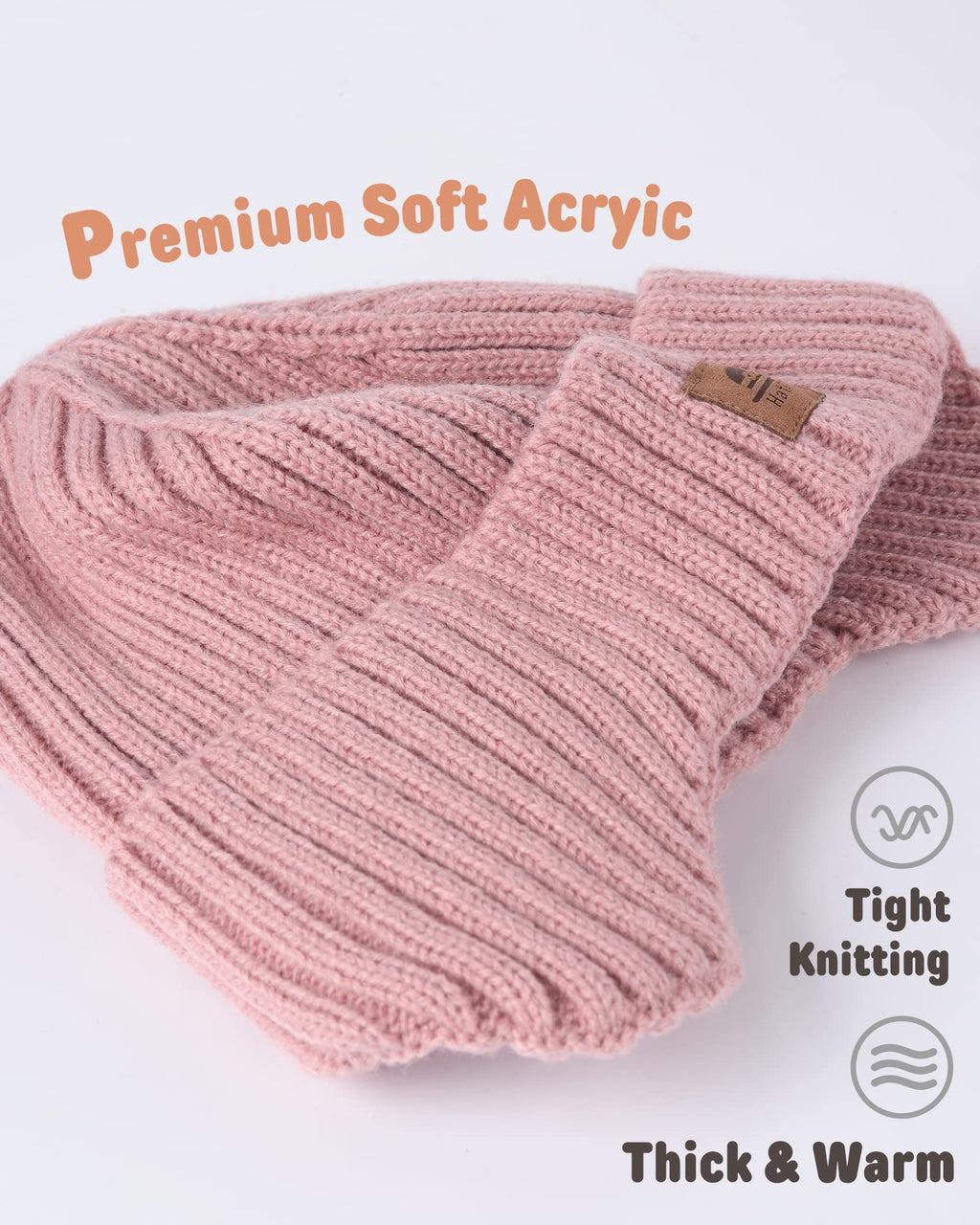 Baby Beanie Fleece Lined Toddler Winter Hat with Ear Flaps Little Girls Boys Warm Hats Cute Beanies for Kids Pink