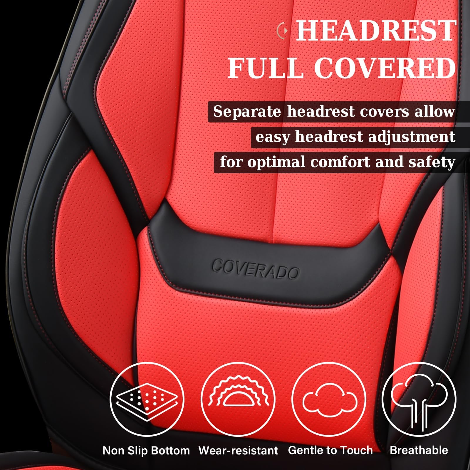 Coverado Car Seat Covers, Seat Covers for Cars, Waterproof Leather Auto Seat Protectors, Leather Car Seat Cushion, Car Interiors Accessories Universal Fit for Most Cars