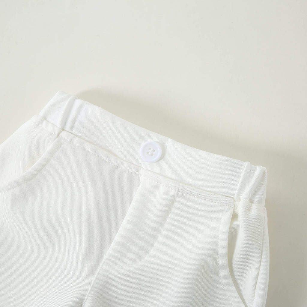 DISAUR Baby Boy Suspender Outfit Baby Formal Outfit Boy Long Sleeve Infant White Shirt White Vest Pants Bow Tie 6 9 Months