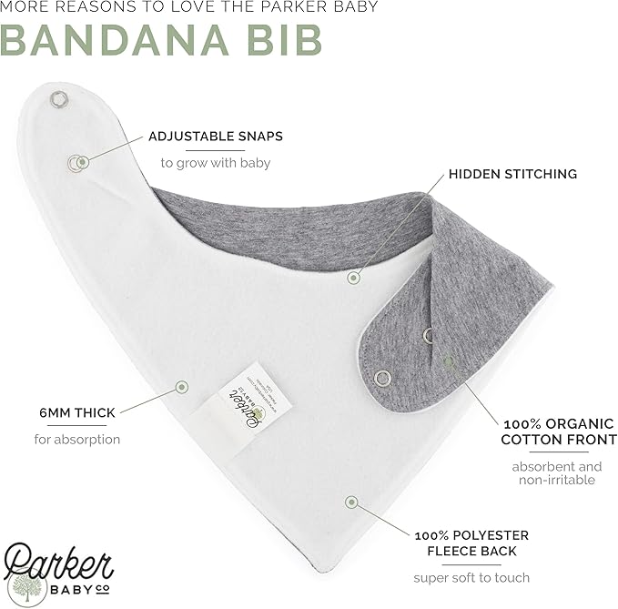Parker Baby Bandana Drool Bibs 8 Pack Baby Bibs for Boys, Girls, Unisex - Soft & Stylish Teething Bibs for Babies