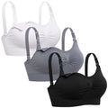 Lataly Womens Seamless Nursing Bra Sleeping Maternity Bralette for Breastfeeding Color Black White Grey Size 2XL