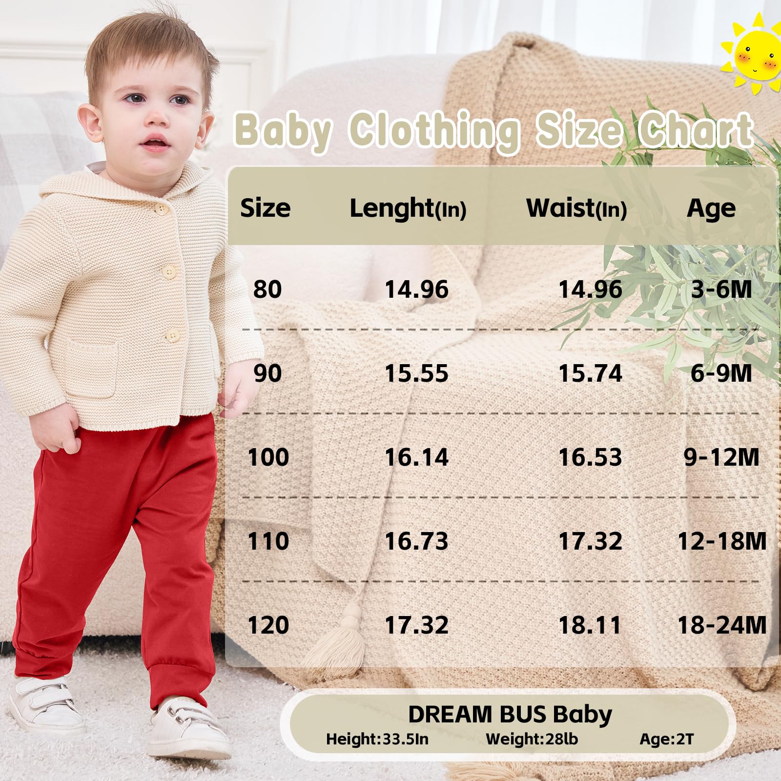 DREAM BUS Pack of 3 Toddler Jogger Pants with Pocket Toddler Boy Sweatpants Baby Boy Pants Infant Newborn Leggings