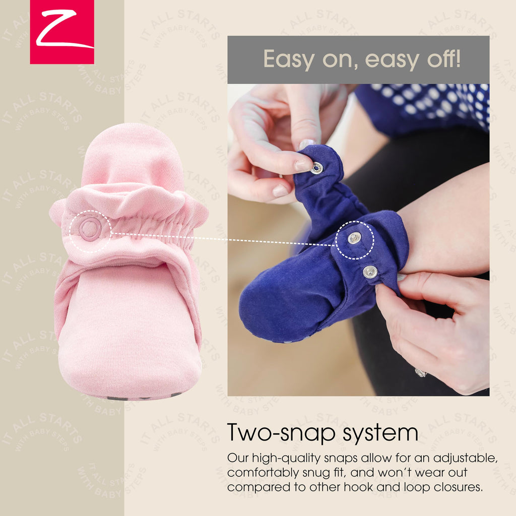 Zutano Unisex Organic Cotton Baby Booties With Gripper Soles, Baby Pink Solid, 6M