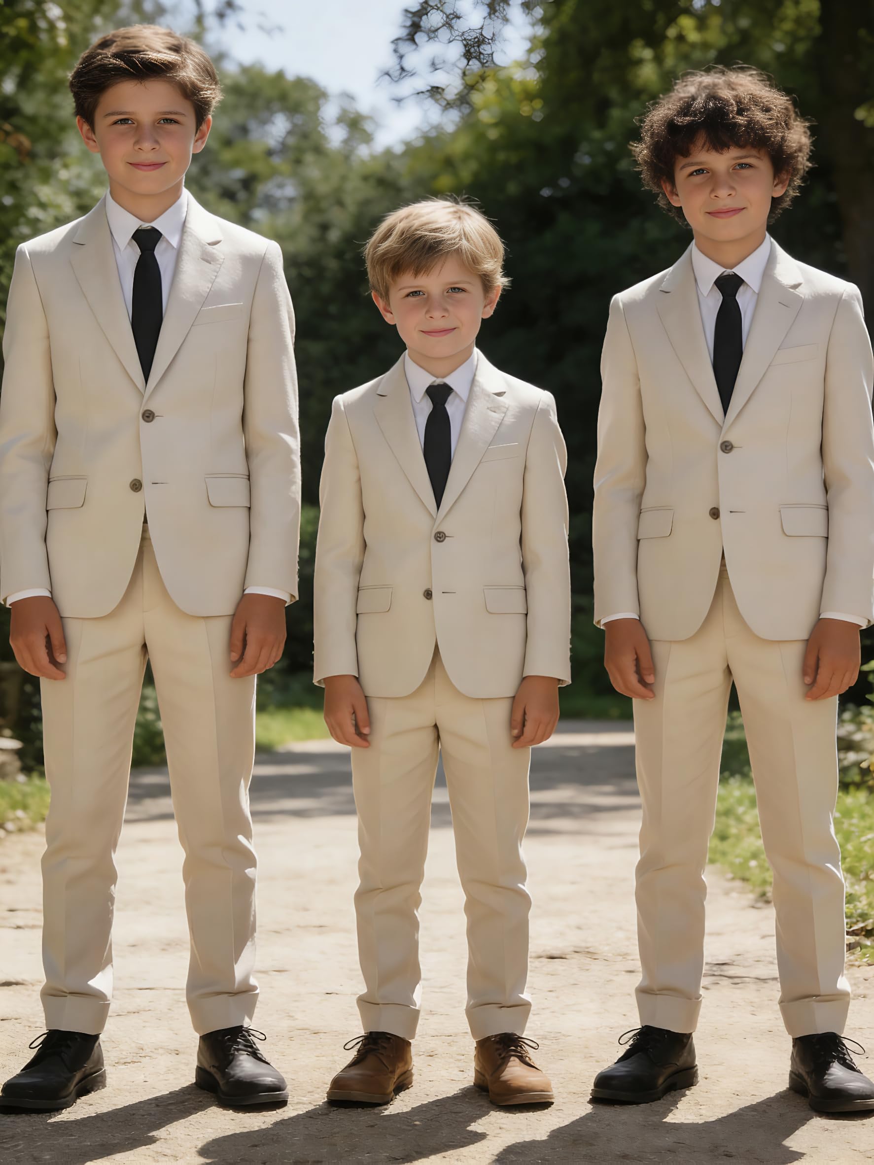 YuanLu Boys Formal Suits Kid Light Champagne Outfit Slim Fit Tuxedo Size 16