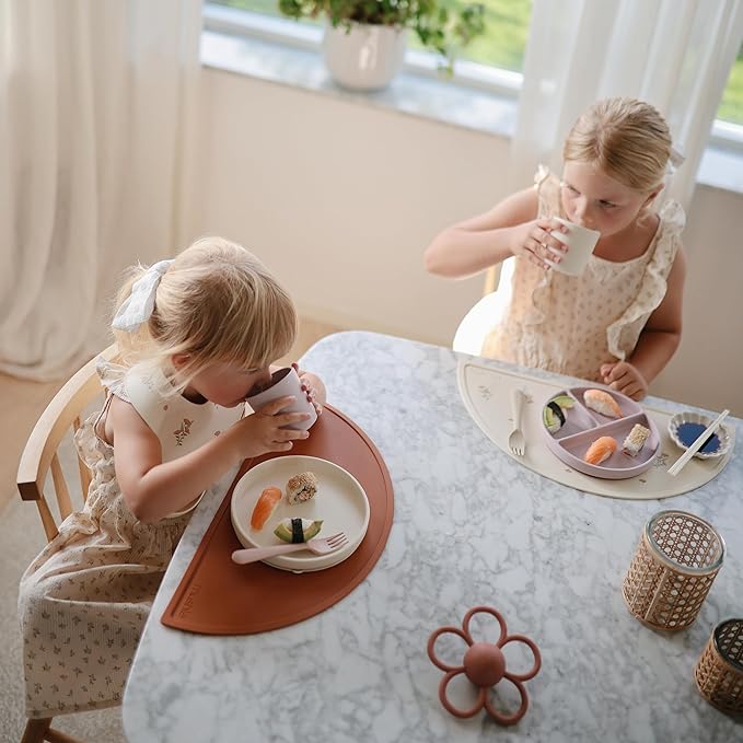 mushie Silicone Placemat for Kids | BPA-Free Non-Slip Design (Clay)