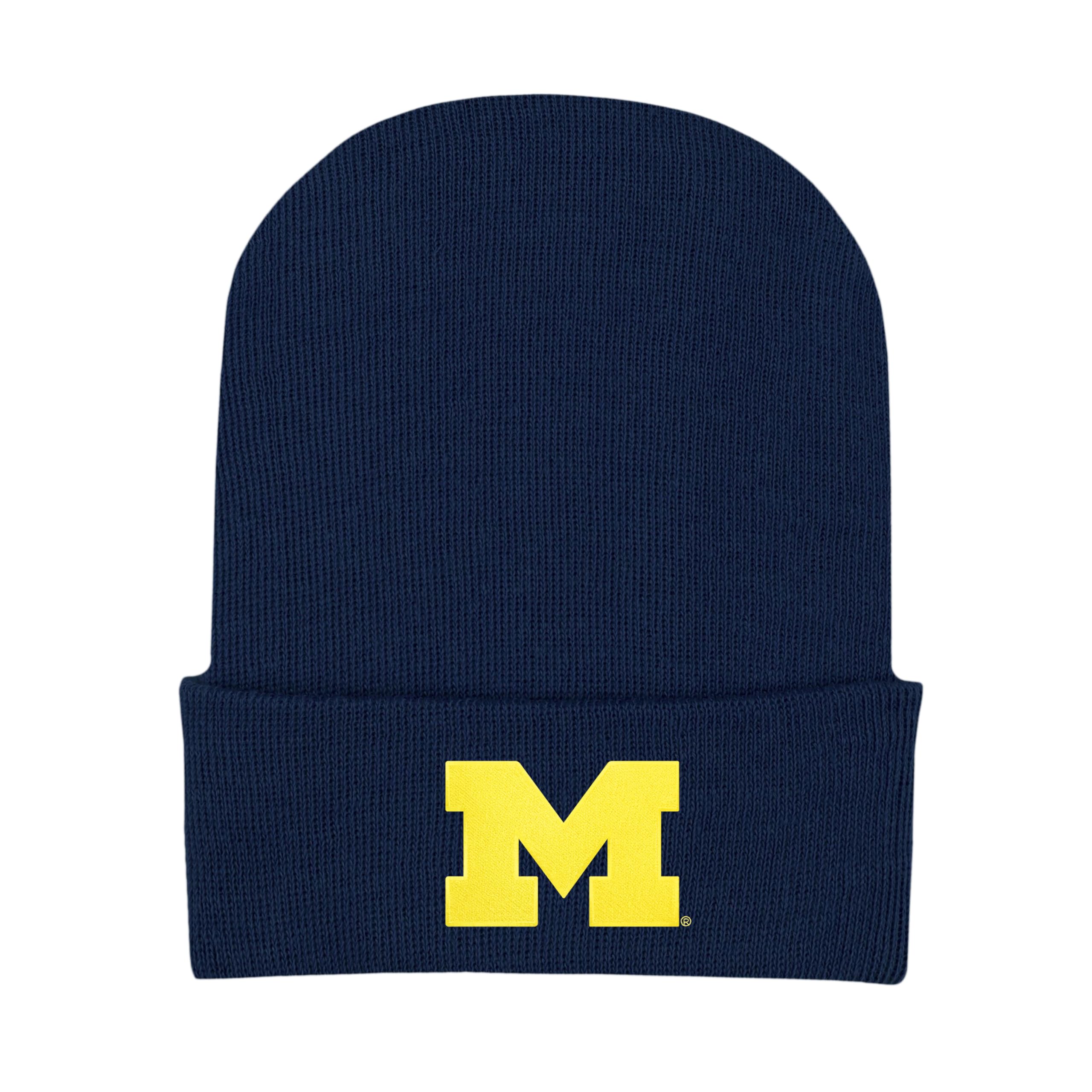 College Baby Infant Knit Cap Michigan Wolverines Logo - Navy - Newborn