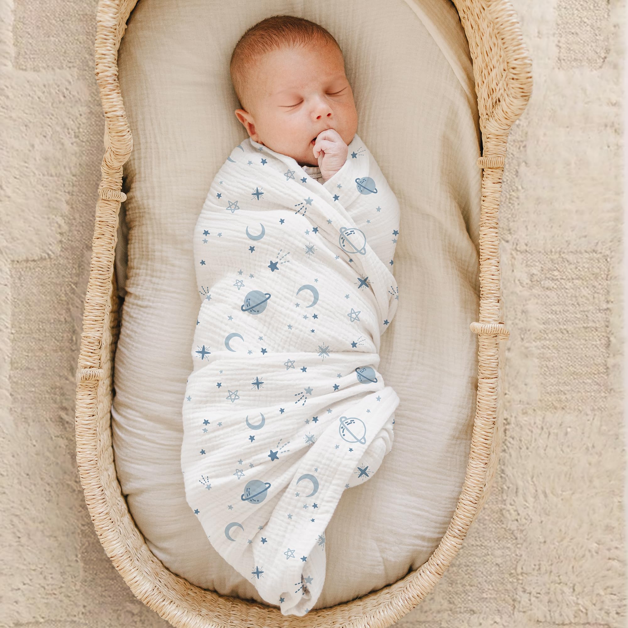 Konssy 2 Pack Muslin Swaddle Blankets, 100% Cotton Receiving Blankets