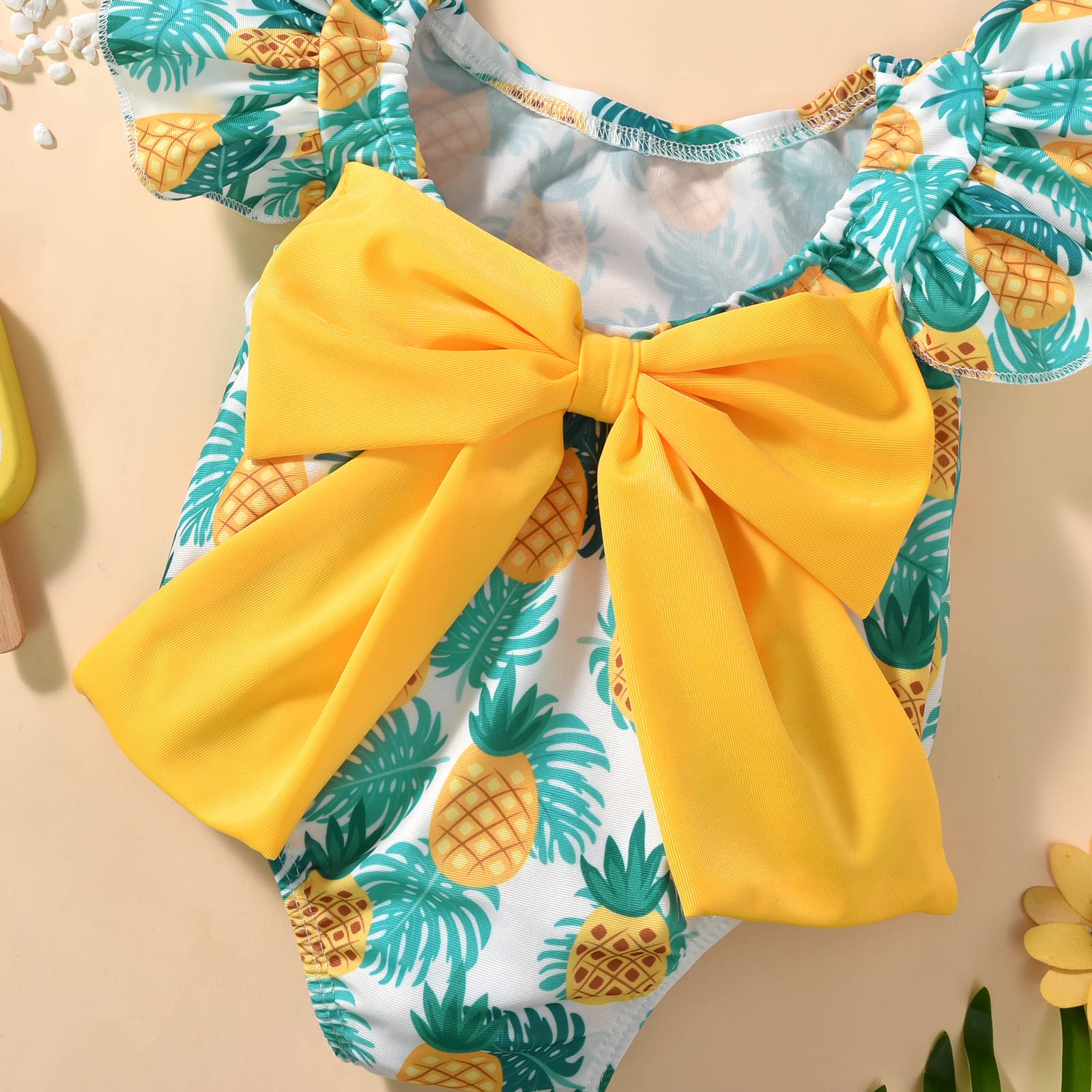 HIHA Baby Swimsuit Girl Toddler Bathing Suit 12-18 Months Ruffle Summer One Piece Swimwear Sunsuit Pineapple Cartoon Pattern