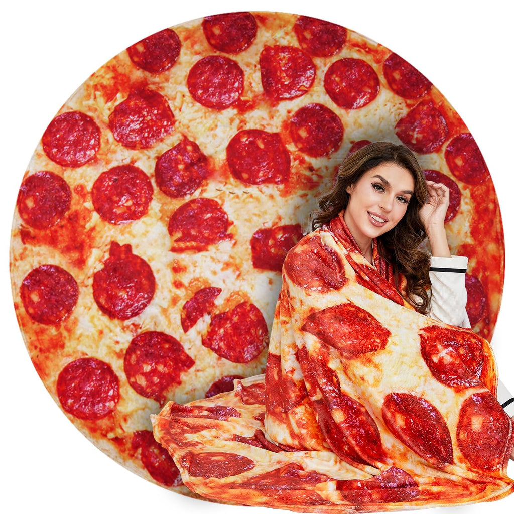 Lhedon Pizza Blanket Adult 80 Inch Round Food Throw Flannel