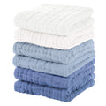 Unnivoll Muslin Burp Cloths Baby 12''X12'', Baby Washcloths 6 Pack, 100% Cotton Baby Wash Cloths Absorbent and Soft for Newborn Infants Kids Boys Girls - Gradient Blue