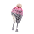 LANGZHEN Infant Pom Pom Beanie Kid Winter Hats Toddler Cap Knit Warm Beanies Caps for Baby Boys Girls(Gradient- Pink+Grey,12-24 Months)