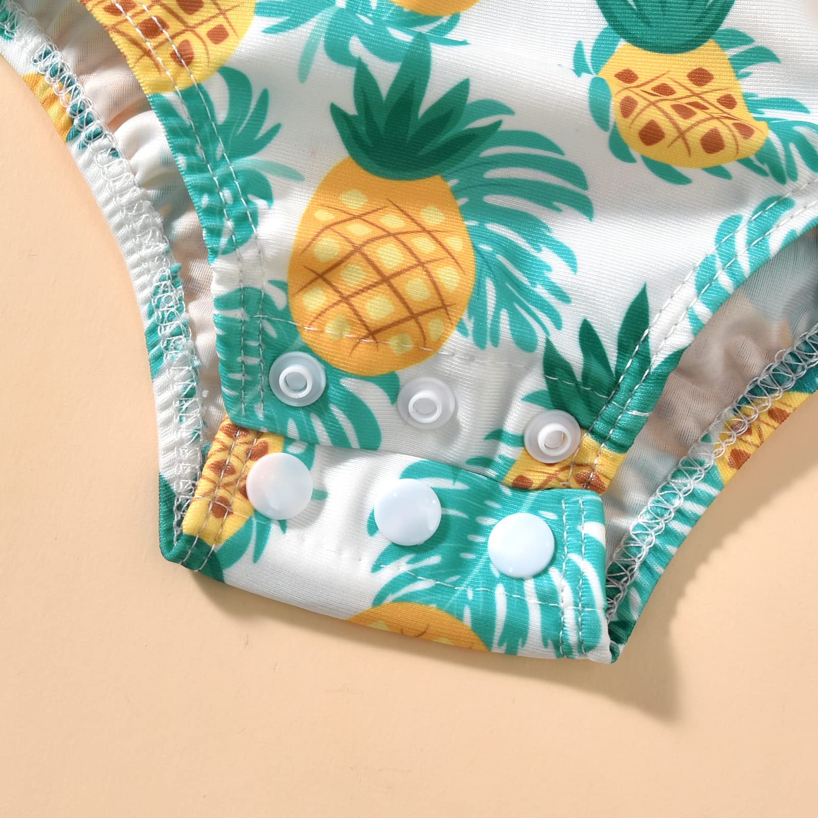HIHA Baby Swimsuit Girl Infant Bathing Suit Ruffle Summer One Piece Swimwear Sunsuit Pineapple Cartoon Pattern 6-12 Months
