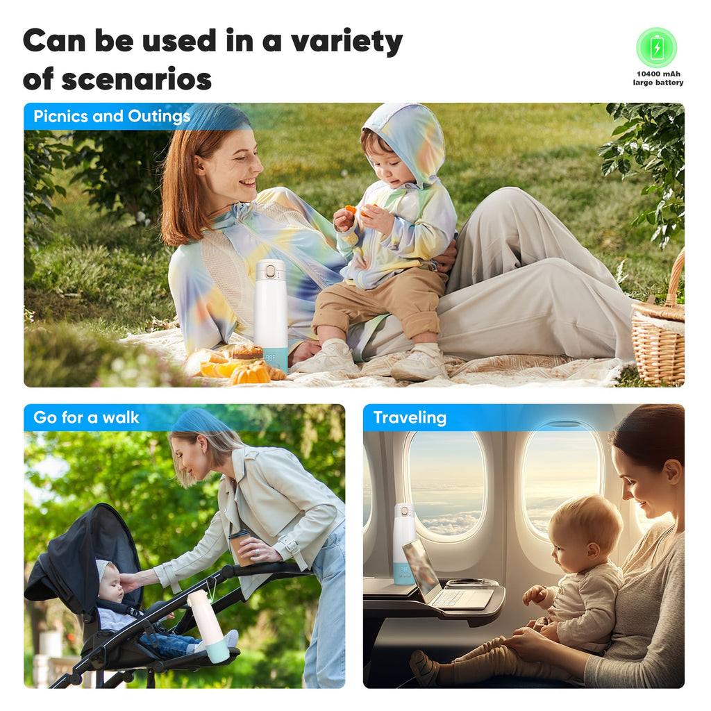 Portable Bottle Warmer for Travel, Bottle Warmer On The Go with Quick Heating, Preset Modes and PreciseTemperature Control, Water & Milk Warmer with Long Battery Life, Blue