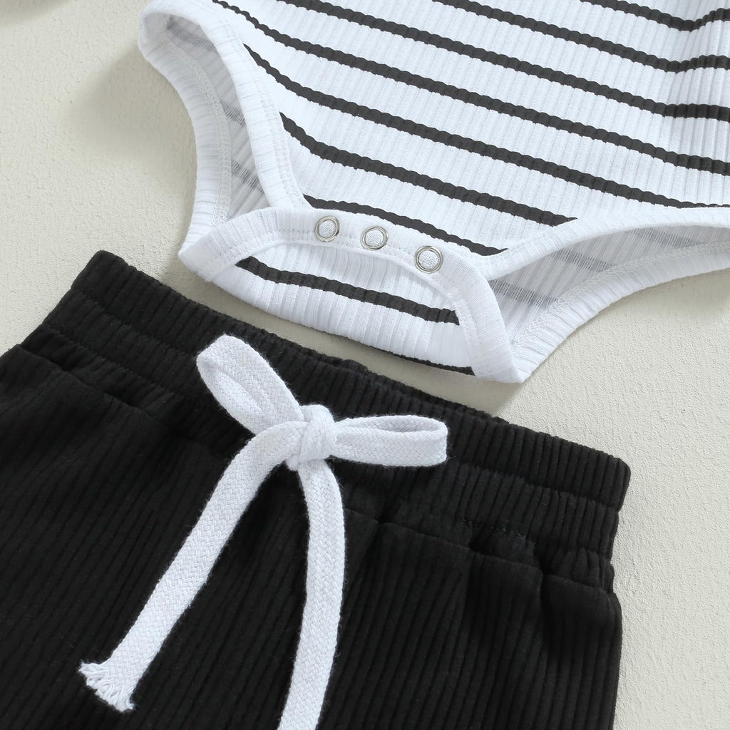 MA&BABY Newborn Baby Boy Clothes Ribbed Knit Long Sleeve Romper Pants Set