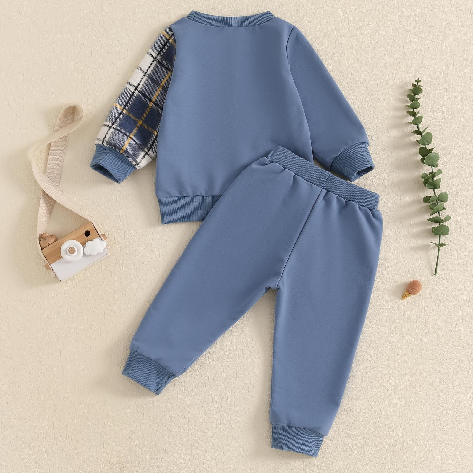 Lucikamy Toddler Baby Boy Fall Outfits Long Sleeve Crew Neck Pullover Sweatshirt + Jogger Pants Set Infant Winter Clothes (Blue-P, 6-12 Months)