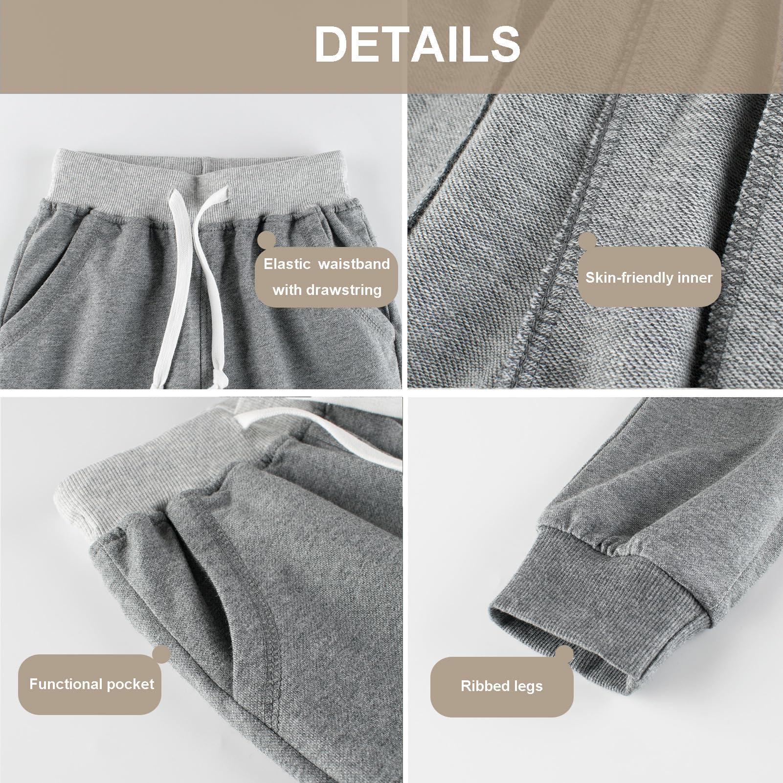 GFQLONG Toddler Boys Joggers Pants Cotton Kids Athletic Sweatpants 2-3T