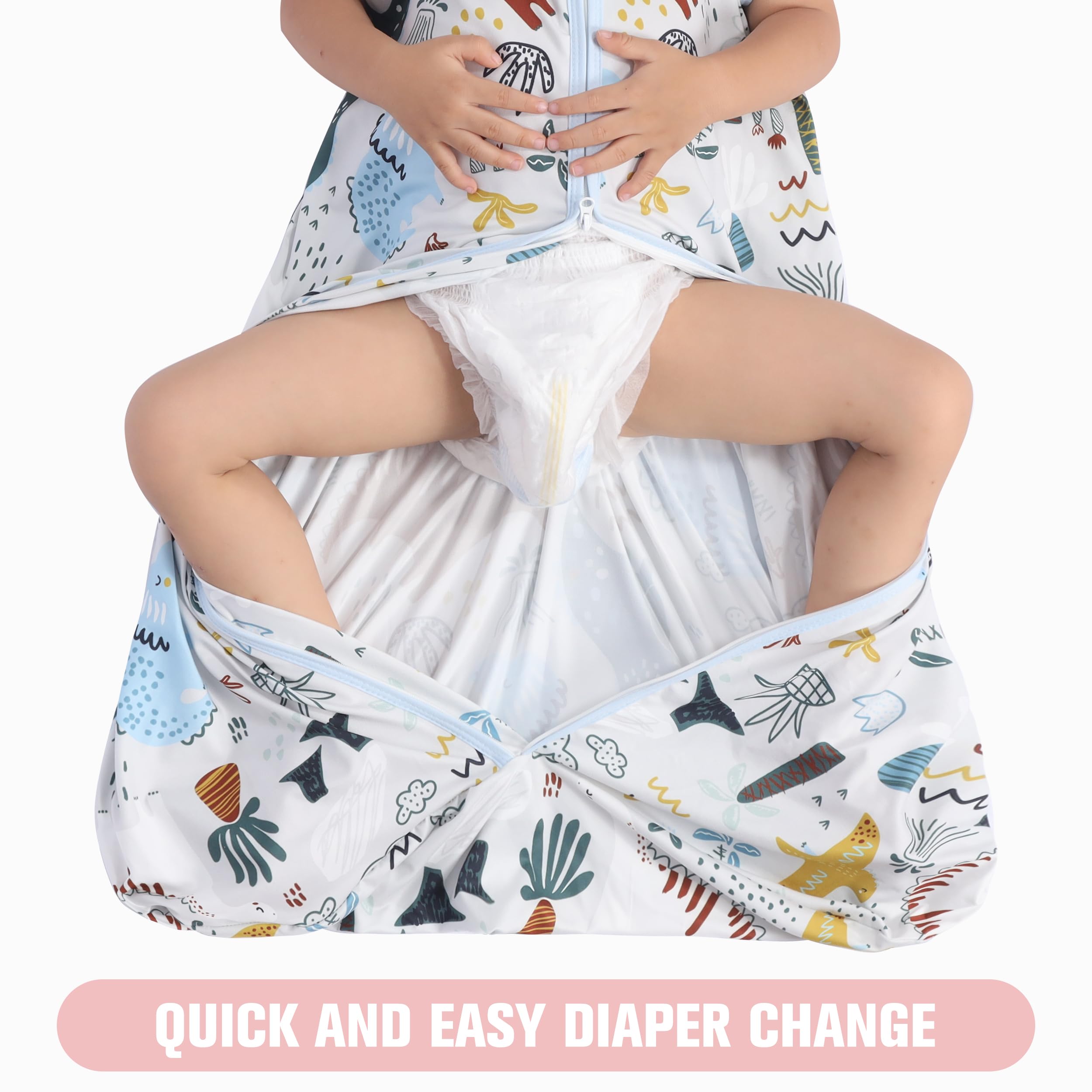 GUNTAIL Baby Sleep Sack 0-6 Months 3 Pack Baby Wearable Blanket 100% Rayon Cotton 2-Way Zipper Toddler Sleeping Sack.Comfy Soft Lightweight TOG 0.3 (Elephant&Dinosaur&Hexagon,)