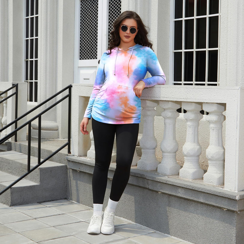 GINKANA Womens Maternity Hoodie Long Sleeve Casual Maternity Sweatshirt Pullover Top,Pink Blue,S