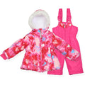 Arctic Quest Girls' Bib Snow Pants and Ski Jacket Water-Resistant Snowsuit For Kids Winter Hooded Jacket, Intense Pink 4, 6X