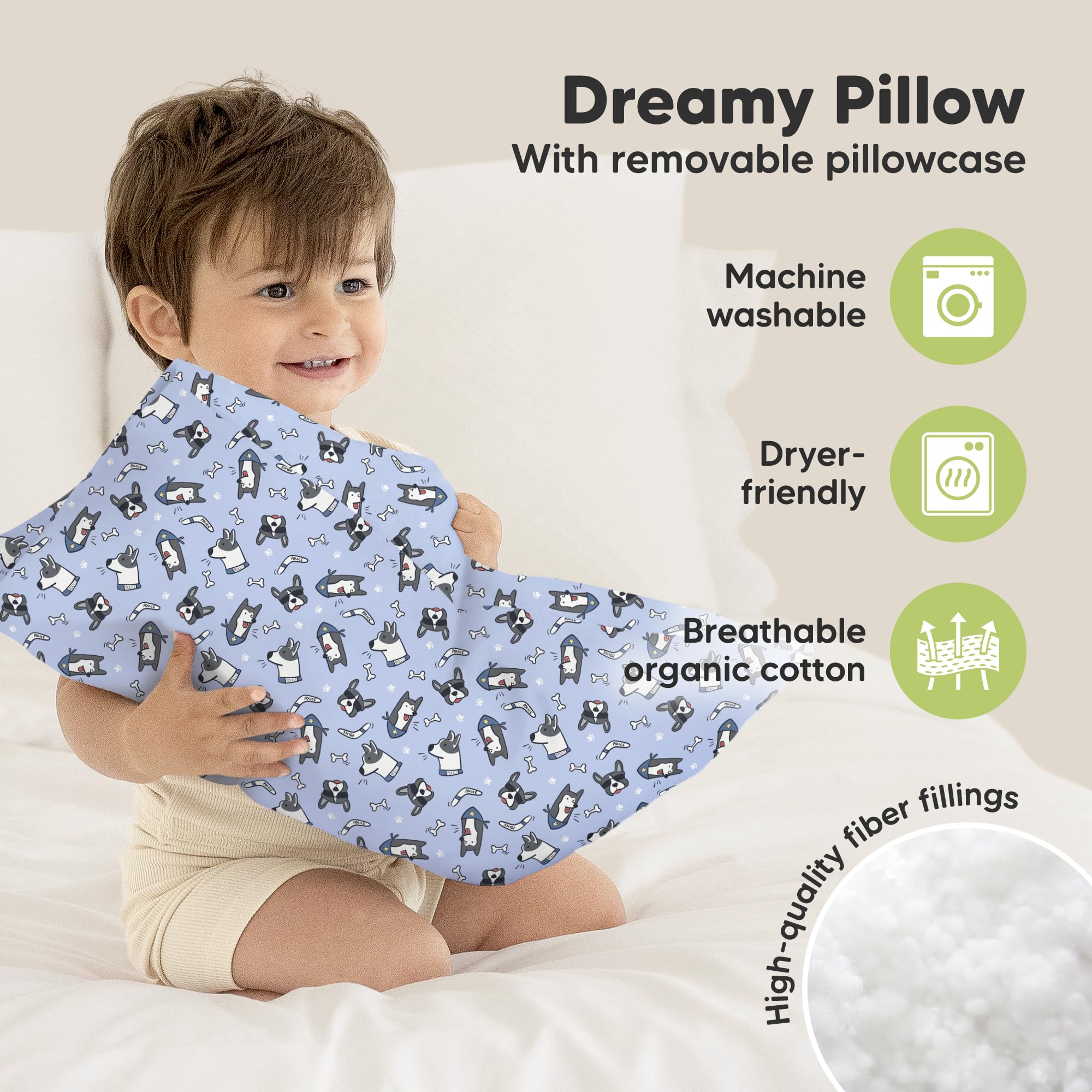 Toddler Pillow with Pillowcase, 13x18 My Little Dreamy Pillow (Pawtrol)
