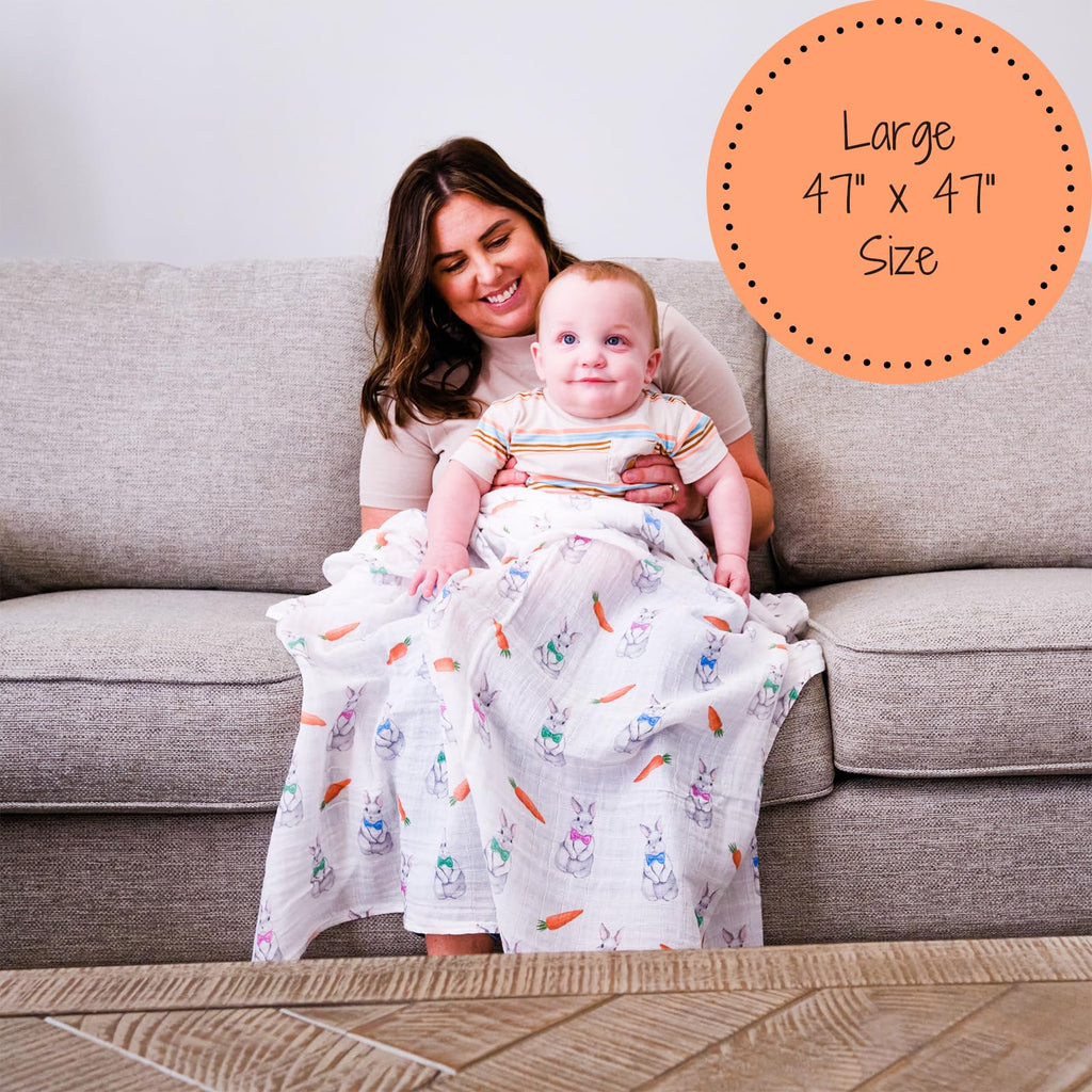 LollyBanks Muslin Swaddle Blankets, 100% Organic Cotton Swaddle Blanket