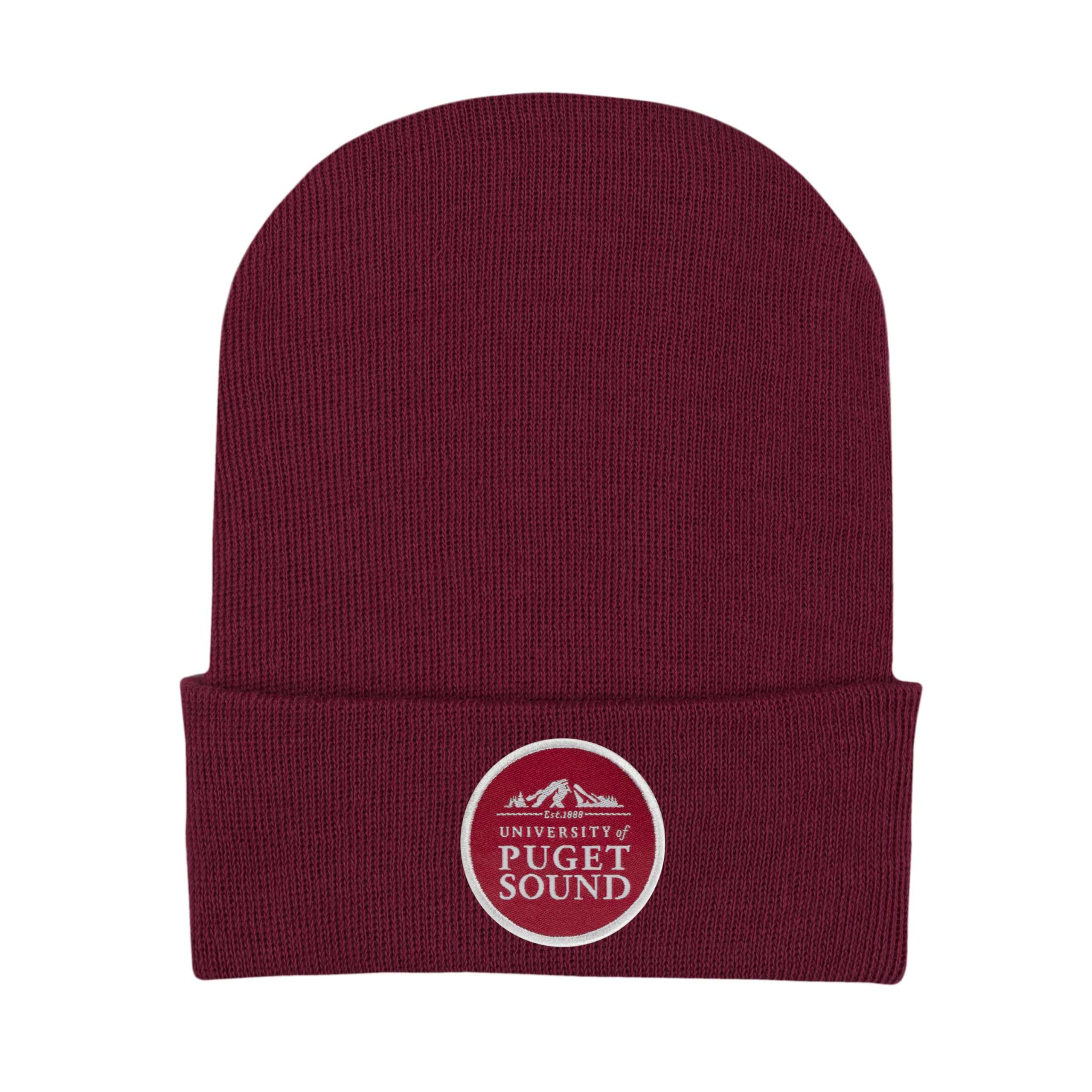 College Baby Infant Knit Cap Puget Sound Loggers Logo - Maroon - Newborn