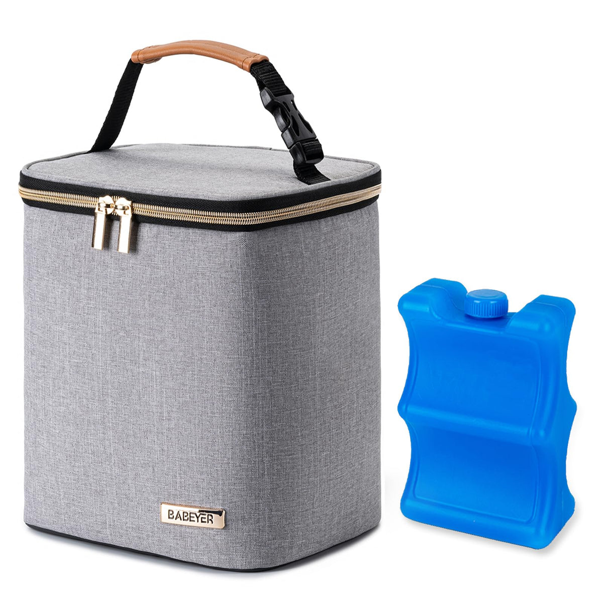 BABEYER Insulated Bottle Bag with Ice Pack Fits 4 Large Baby Bottles Up to 5 Ounce, Cooler Bag Great for Nursing Mom Daycare-Black