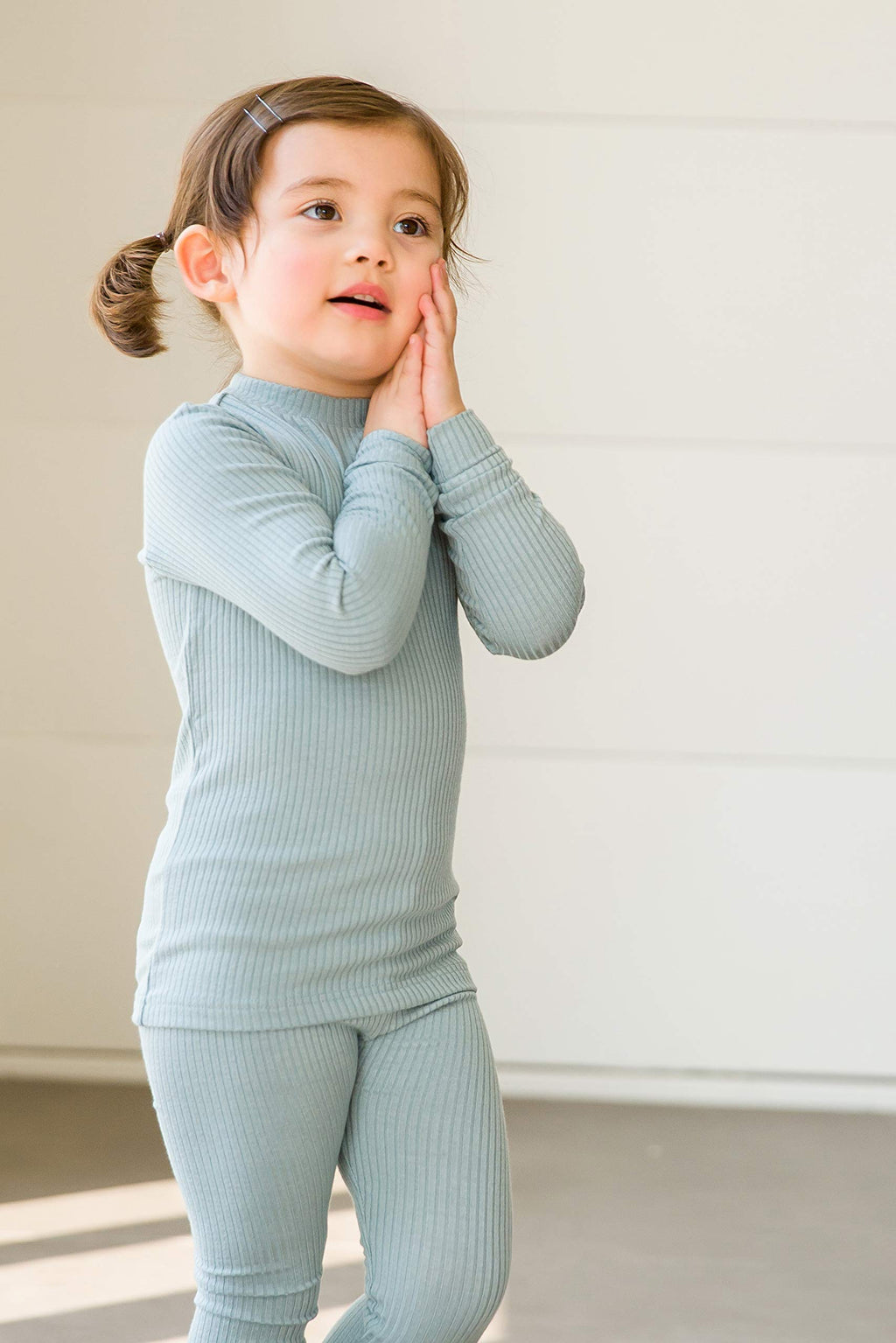 VAENAIT BABY Infant Toddler Kids Girls Long Sleeve Modal Sleepwear Pajamas 2pcs Set Rib Knit Mint M