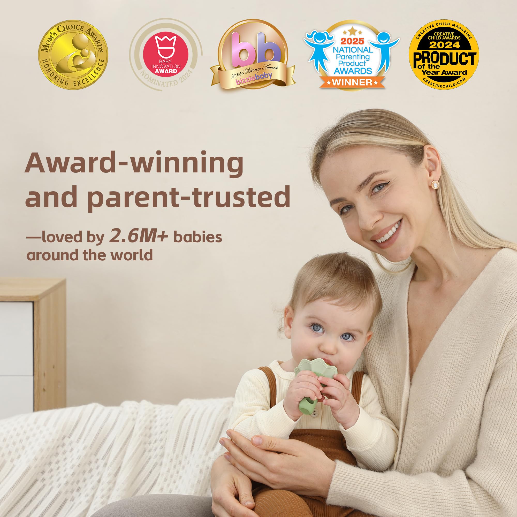 Moonkie Baby Fruit Feeder for Self-Feeding: Controlled Flow Design for Safe First Foods - BPA Free Silicone Food Feeder with Freezer Tray for Cooling Comfort - Baby Shower Gifts 4M+ - 2 Pack