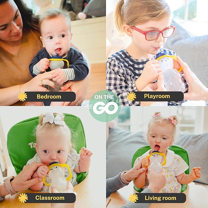 TalkTools Honey Bear Straw Cup, Dishwasher Safe Baby Drinking Bottle, Premium Food-Grade Material, Honeybear Sippy Cup for Ages 4+ Months, Trainer for Babies, Kids and Toddlers (2pack 7oz)